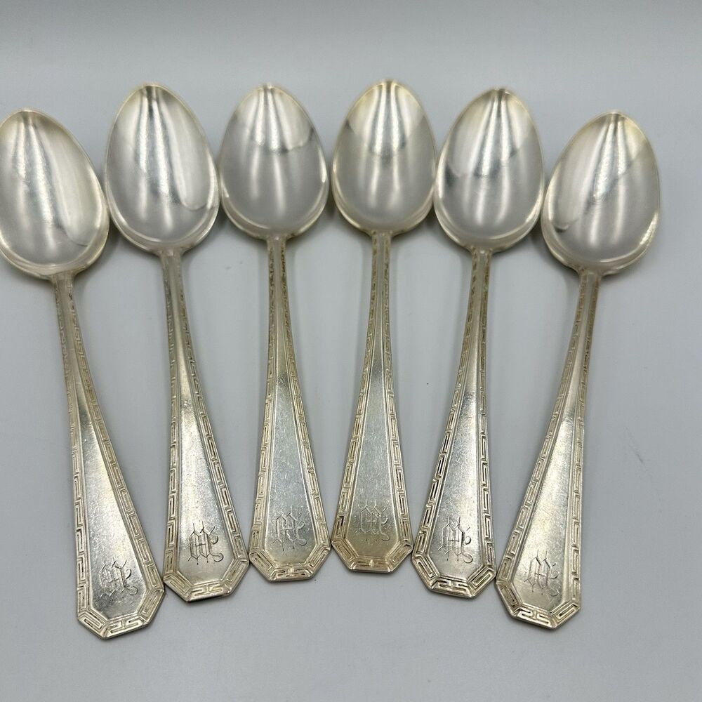 1835 R Wallace/Wallace Silver ATHENA Silverplate 1916 *6 Serving Spoons Engraved